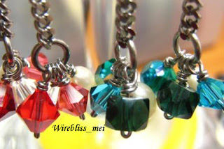 Close up of Wire wrapped Dangle Earrings