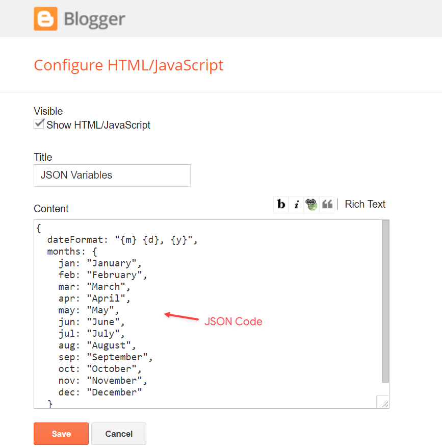 Json Variables