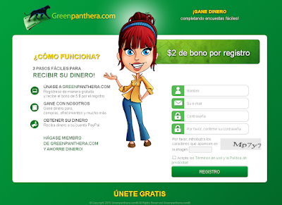 Formulario de registro para Greenpanthera