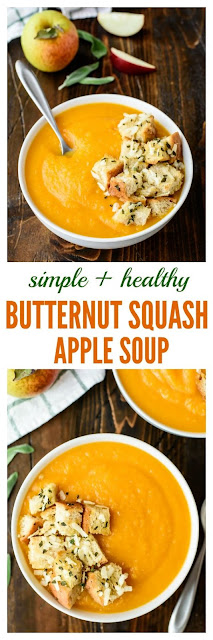 Butternut Squash Apple Soup with Sage Parmesan Croutons