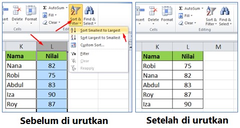 Cara Mengurutkan Angka di Excel