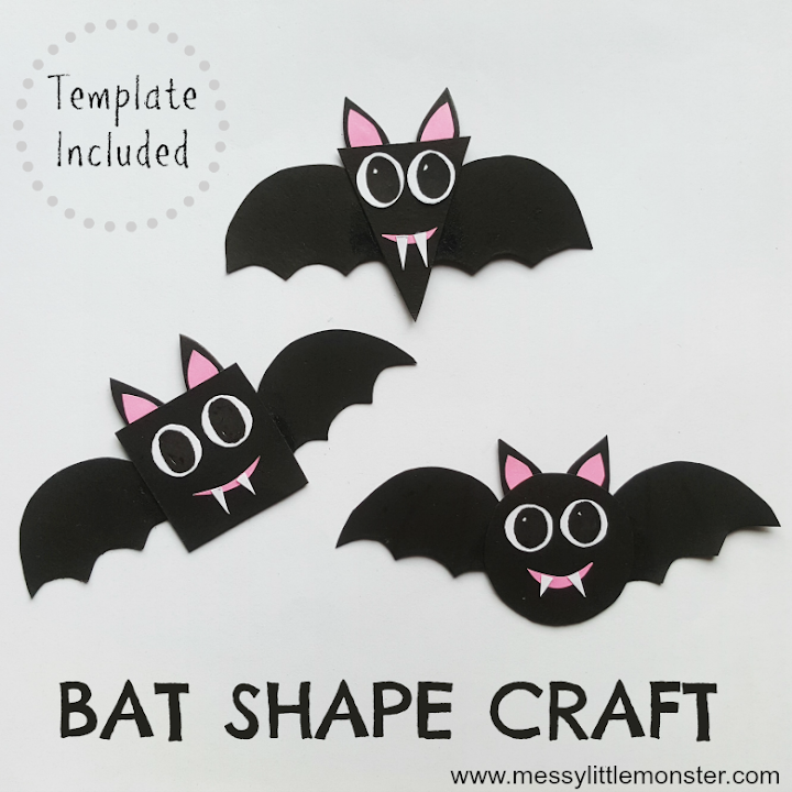 Shape bat craft - Halloween bat crafts for kids