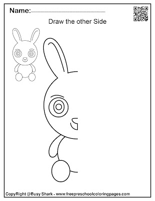 spring Easter symmetry draw the other half activity for kids,free printable preschool coloring pages,sun,tree,bunny,easter egg,flower,ladybug,butterfly,chick