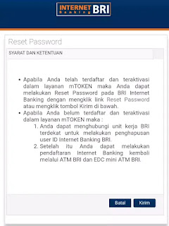 Syarat dan Ketentuan reset password iBanking BRI