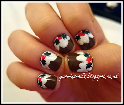 Christmas pudding nail art by yasminsnails 