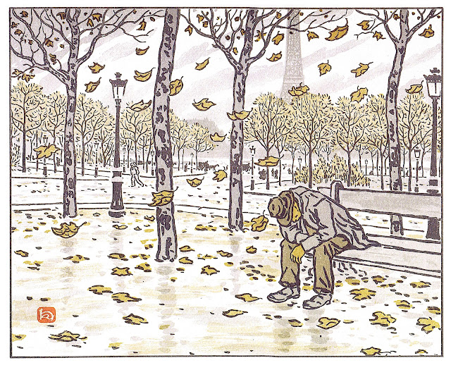 a Henri Rivière print of Paris in Autumn