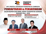 DPC Gerindra Samosir Buka Pendaftaran Balon dan Wajibkan Bervisi-misi Prabowo-Gibran