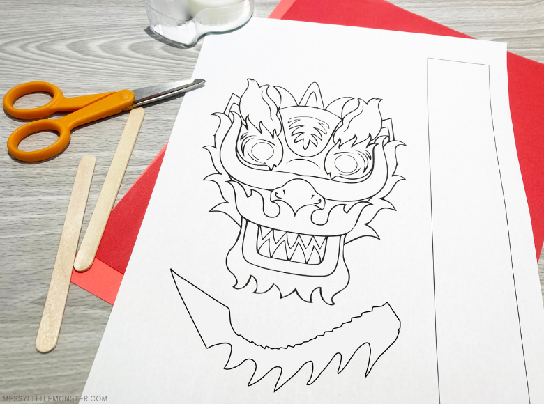 printable dragon puppet template