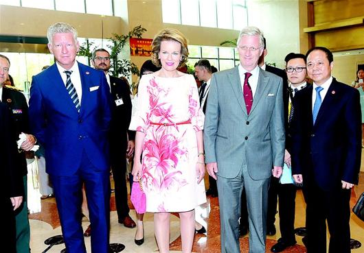 King Philippe and Queen Mathilde of Belgium visit the Wuhan Urban Planning Exhibition Hall