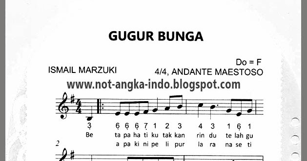  Not Angka Lagu Gugur Bunga 