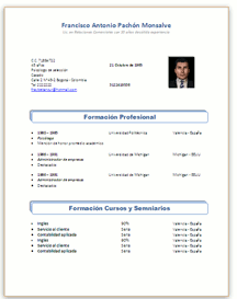 curriculum vitae formato para llenar con foto