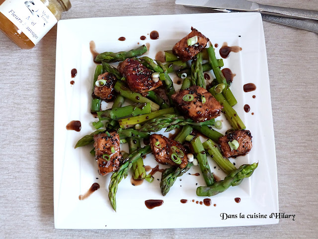 Saumon et asperges au caramel de miel et balsamique