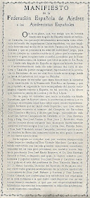Manifiesto de la Federación Española de Ajedrez a los Ajedrecistas Españoles, abril de 1927, página 1