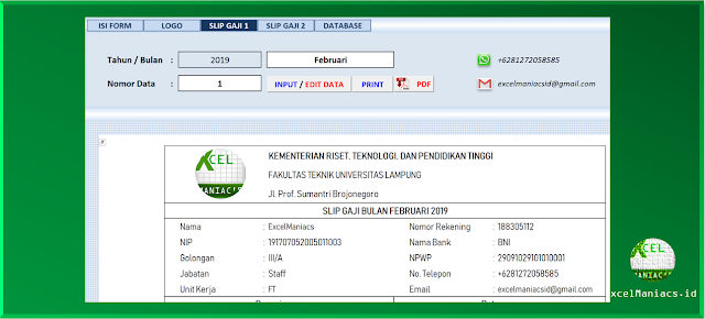 Aplikasi Excel Cetak Slip Gaji – A.B.I