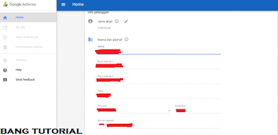 Memasukan Data Lengkap Pendaftaran Adsense