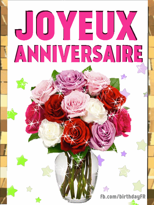 Roses Dans Un Vase Gif Anniversaire Voeux