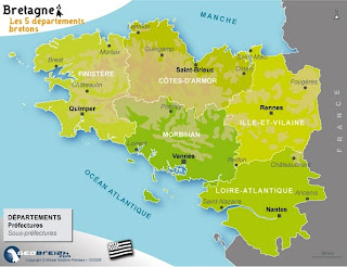 Carte de Bretagne Département Région