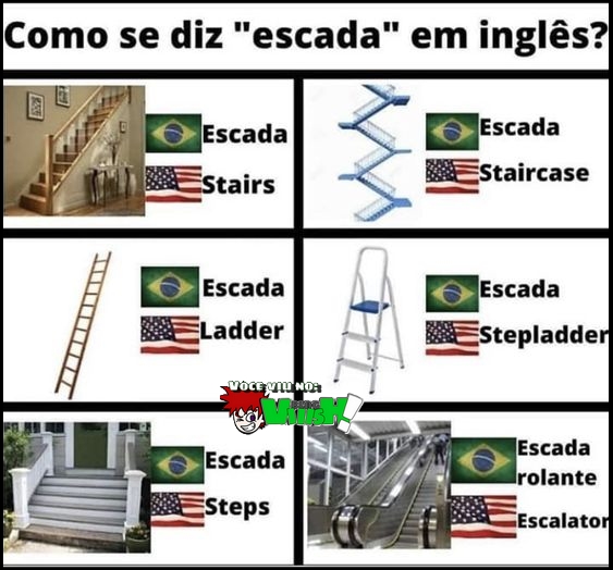 Escada em Inglês pode ser uma série de palavras, em Português é tudo escada