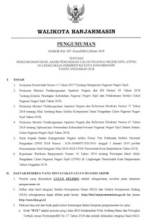 Pengumuman Hasil Akhir Seleksi CPNS Kota Banjarmasin