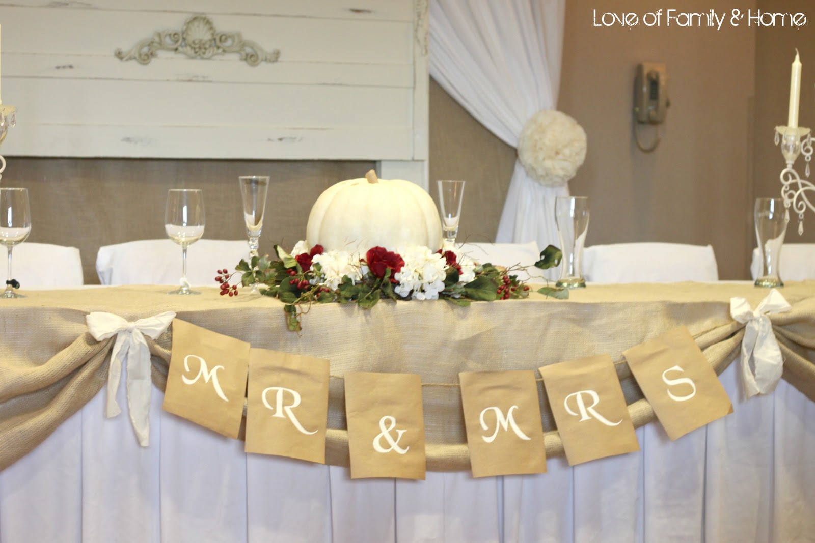DIY Wedding  Word Banners Love of Family Home