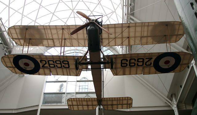 RAF biplane, Imperial War Museum, Lambeth Road, Southwark, London