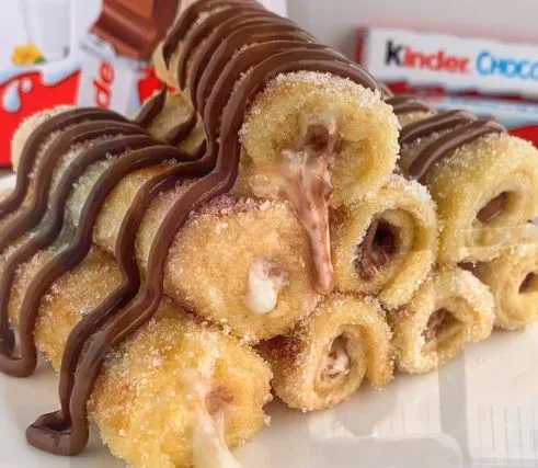 Kinder chocolate French toast rolls