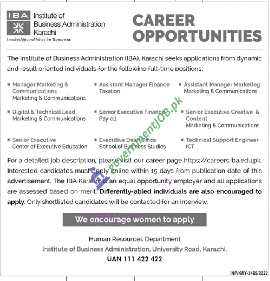 IBA Karachi Jobs 2022 – Management & Technical Posts in IBA