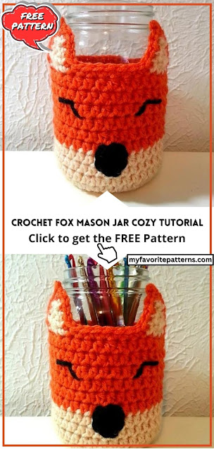 Crochet Fox Mason Jar Cozy Tutorial
