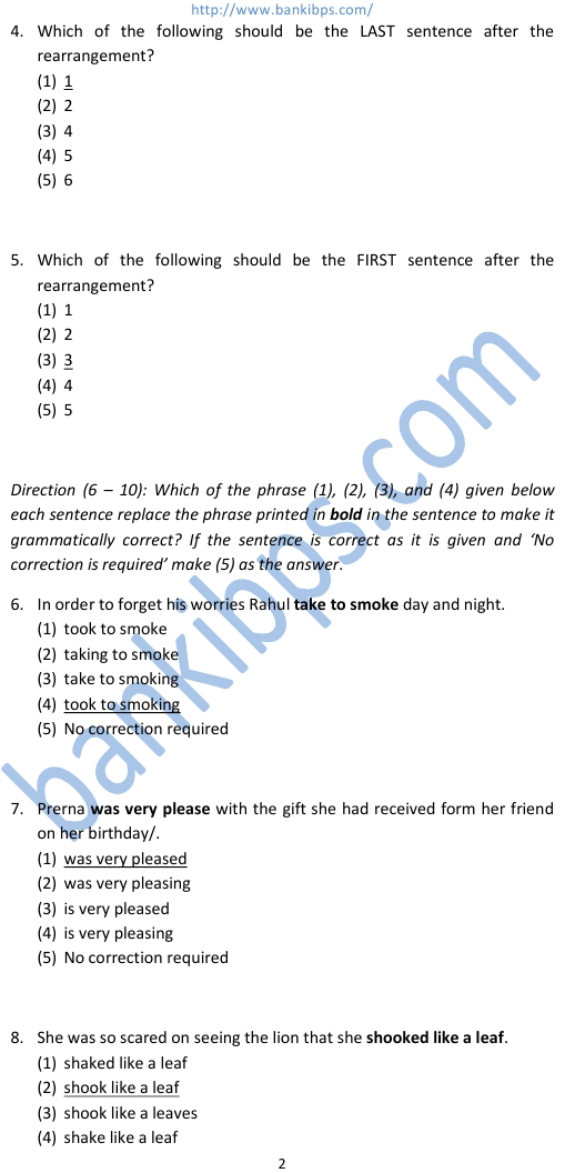 sbi clerk exam 2012 sample papers