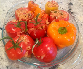 vegan and gluten freevstuffed tomatoes and peppers