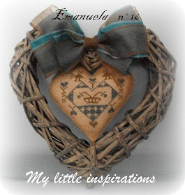 Heart cross stitch wreath