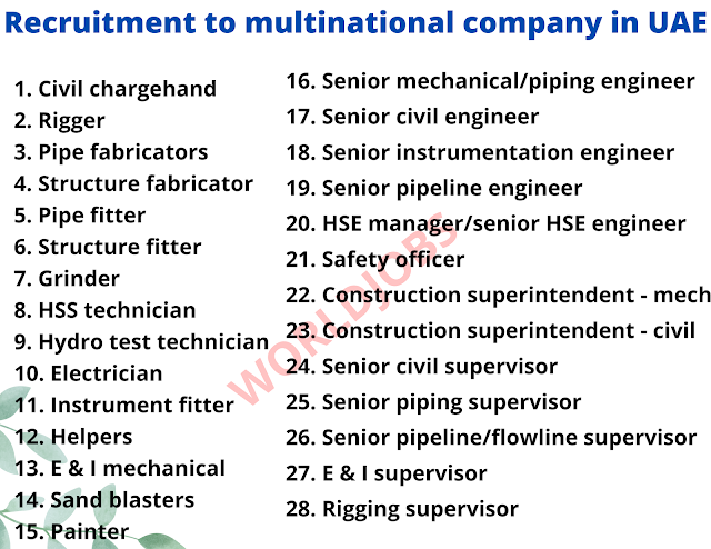 Recruitment to multinational company in UAE