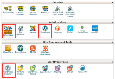 Ikon Softaculous di bawah bagian auto installer di cPanel