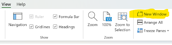 Microsoft Excel New Window