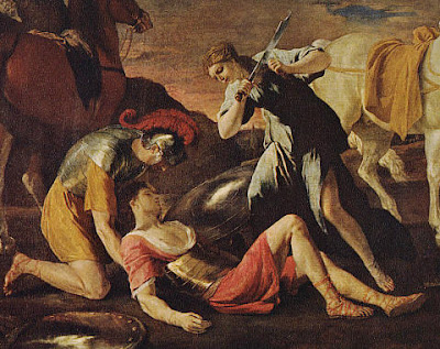 Fragmento del cuadro "Tancredo y Herminia" de Nicolás Poussin, 1.630