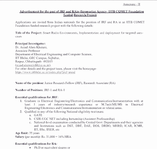 CG JRF RESEARCH ASSOCIATE VACANCY 2023 | छत्तीसगढ़ में जेआरएफ एवं रिसर्च एसोसिएट पदों की भर्ती के लिए वेकेंसी