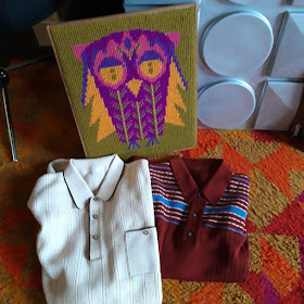 un chouette canevas années 70 70s owl canvas 1960s 60s knit polo sweater