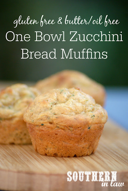 Healthy One Bowl Zucchini Bread Muffins Recipe - low fat, gluten free, sugar free, oil free, butter free, no added fat, healthy, nut free