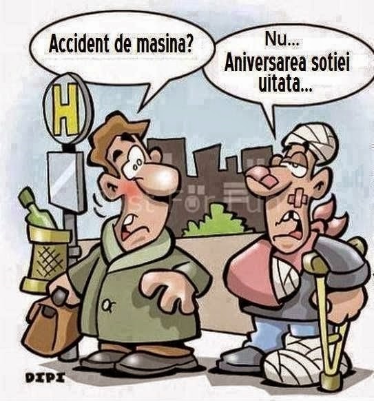 Un accident grav de masina sau batut de nevasta / Caricaturi