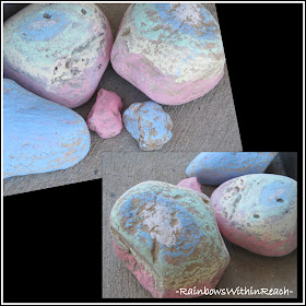 photo of: Sidewalk Chalk on Rocks as Three Dimensional Exploration of Sculpture Forms