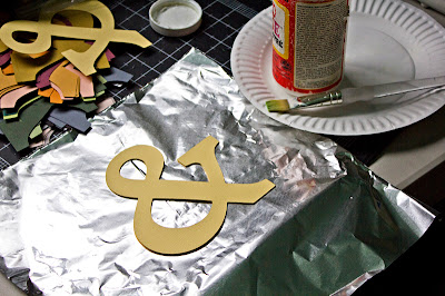 Tutorial for cardstock ampersand, beginning to layer with Mod Podge