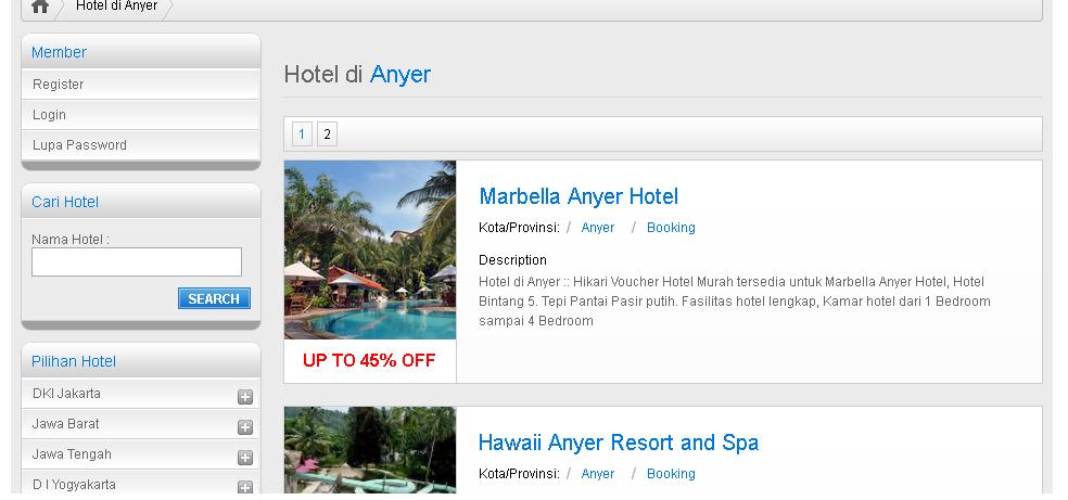   Carita Anyer : Hotel di Anyer Harga - Kamar - Villa -
Penginapan 