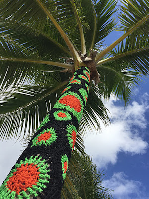 Carol Hummel - Yarn Bombed Palm Tree at Phish Riviera Maya 2017