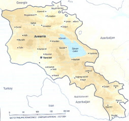 Armenia - jak widać Sewan zajmuje jej sporą częć