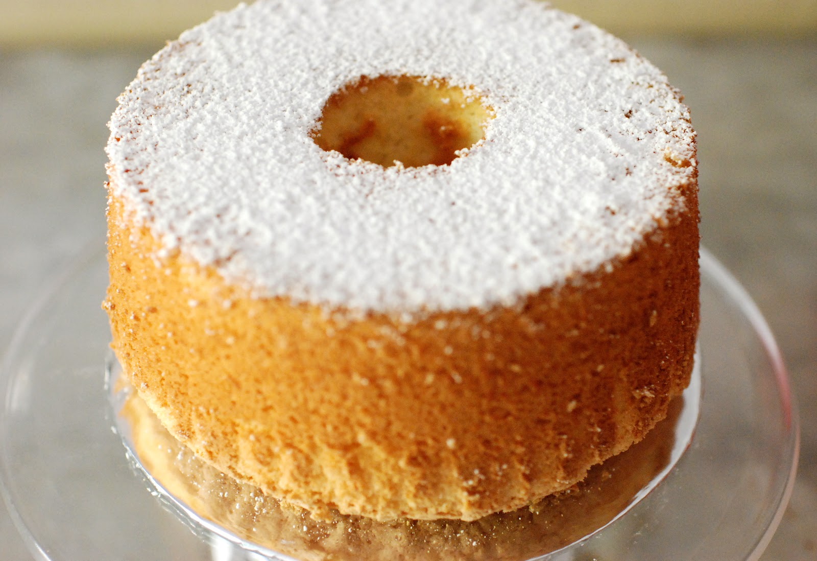 Orange Chiffon Cake with powdered sugar