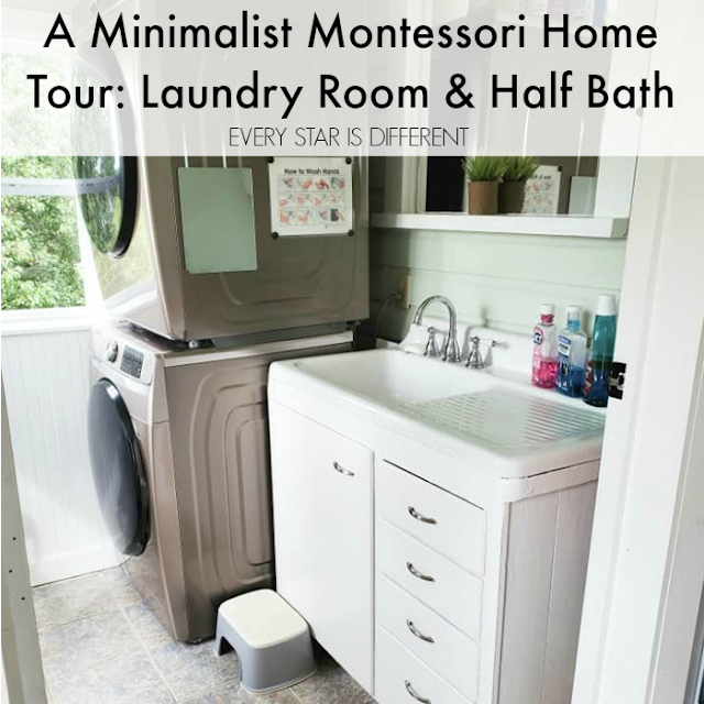 A Minimalist Montessori Home Tour: Laundry Room and Half Bath