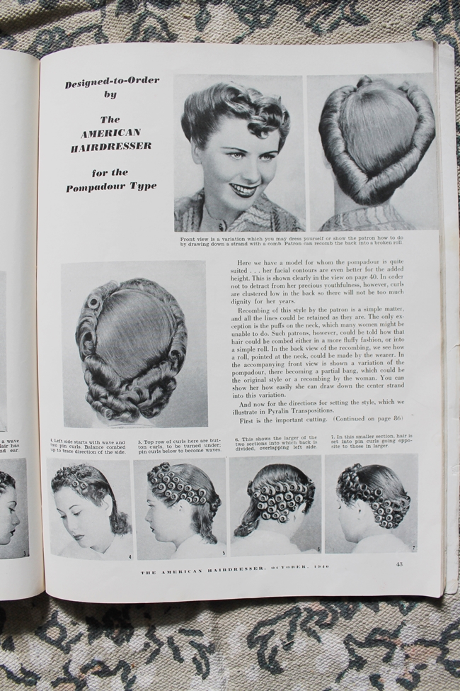 1940 pin curl victory roll updo tutorial from American Hairdresser magazine