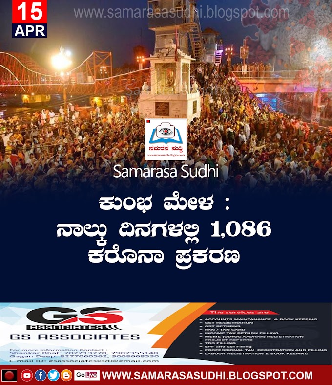 ಕುಂಭ ಮೇಳ : ನಾಲ್ಕು ದಿನಗಳಲ್ಲಿ 1,086 ಕರೊನಾ ಪ್ರಕರಣ