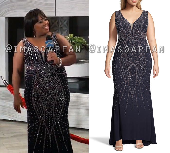 Sydney Val Jean, Chandra Wilson, Navy Blue Beaded Gown, Nurses Ball, General Hospital, GH