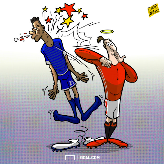 Tyrone Mings and Ibrahimovic cartoon